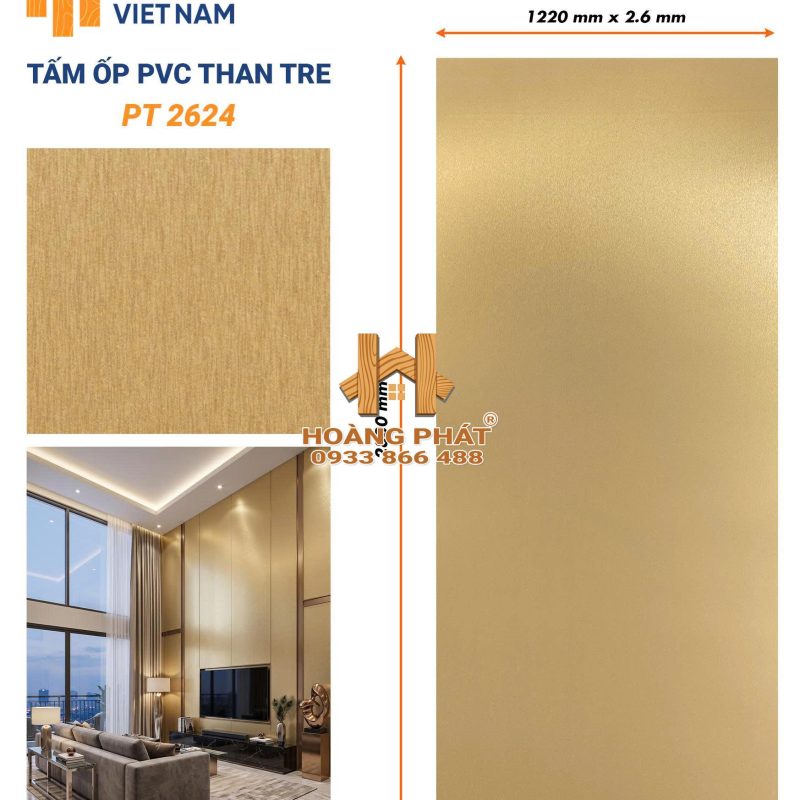 Tấm Ốp Than Tre Cốt Nhựa PVC Dày 2.6mm PT2624