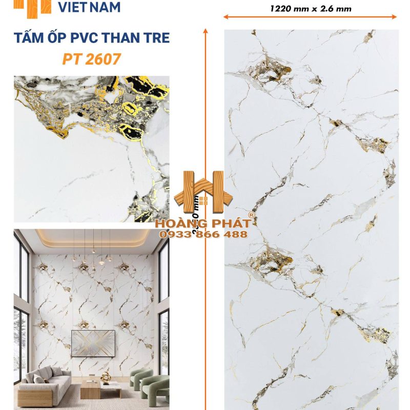 Tấm Ốp Than Tre Cốt Nhựa PVC Dày 2.6mm PT2607