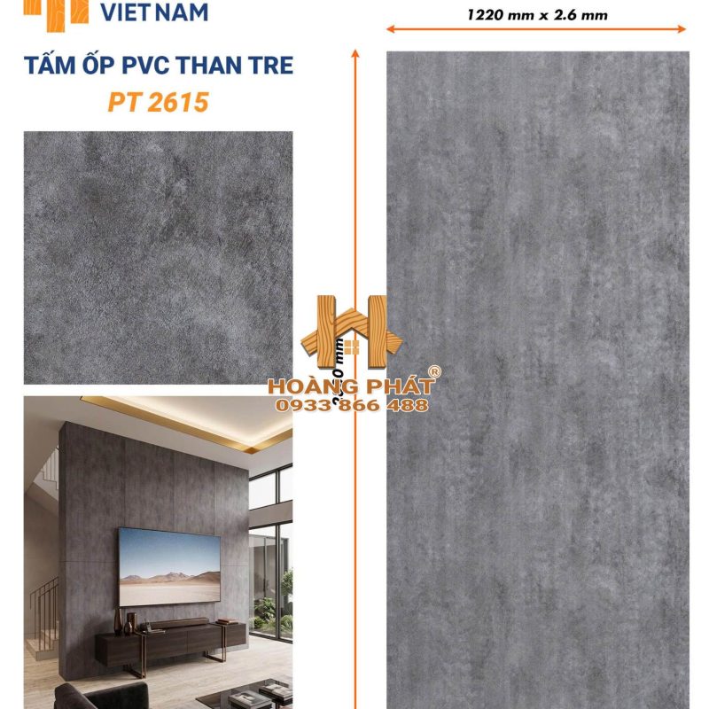 Tấm Ốp Than Tre Cốt Nhựa PVC Dày 2.6mm PT2615