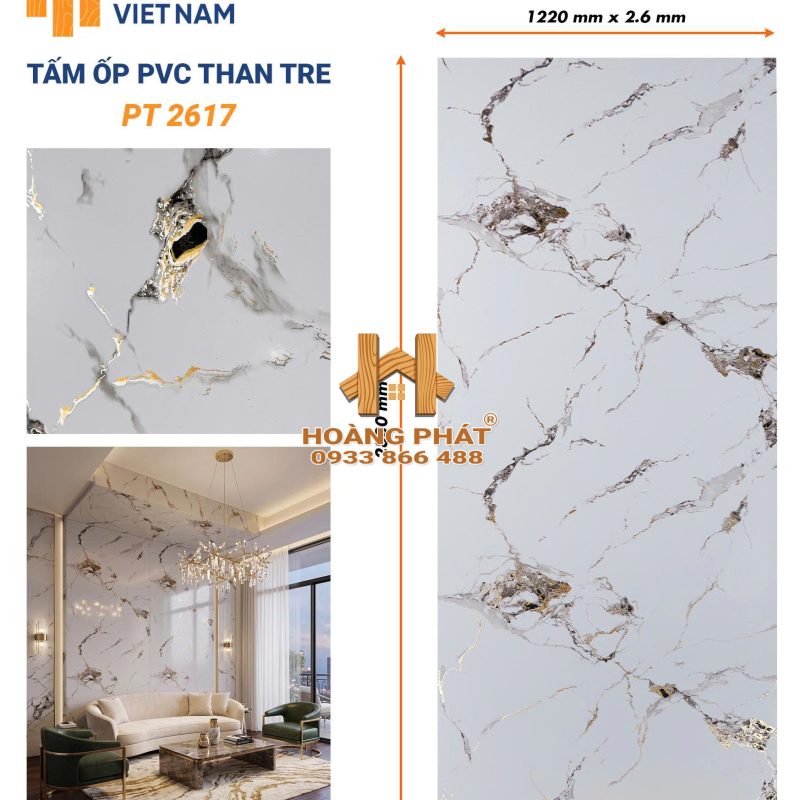 Tấm Ốp Than Tre Cốt Nhựa PVC Dày 2.6mm PT2617