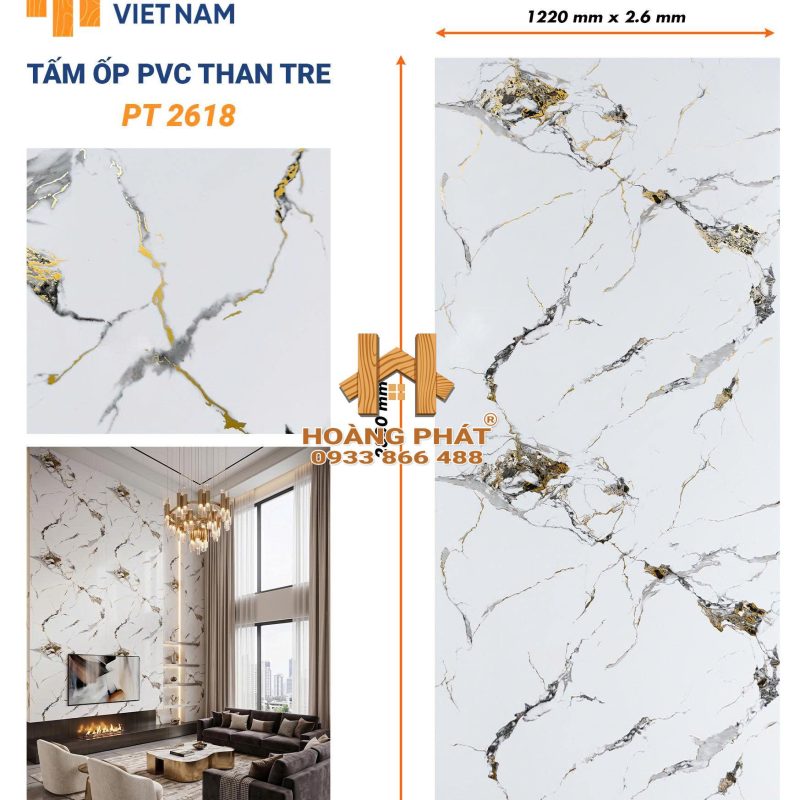 Tấm Ốp Than Tre Cốt Nhựa PVC Dày 2.6mm PT2618