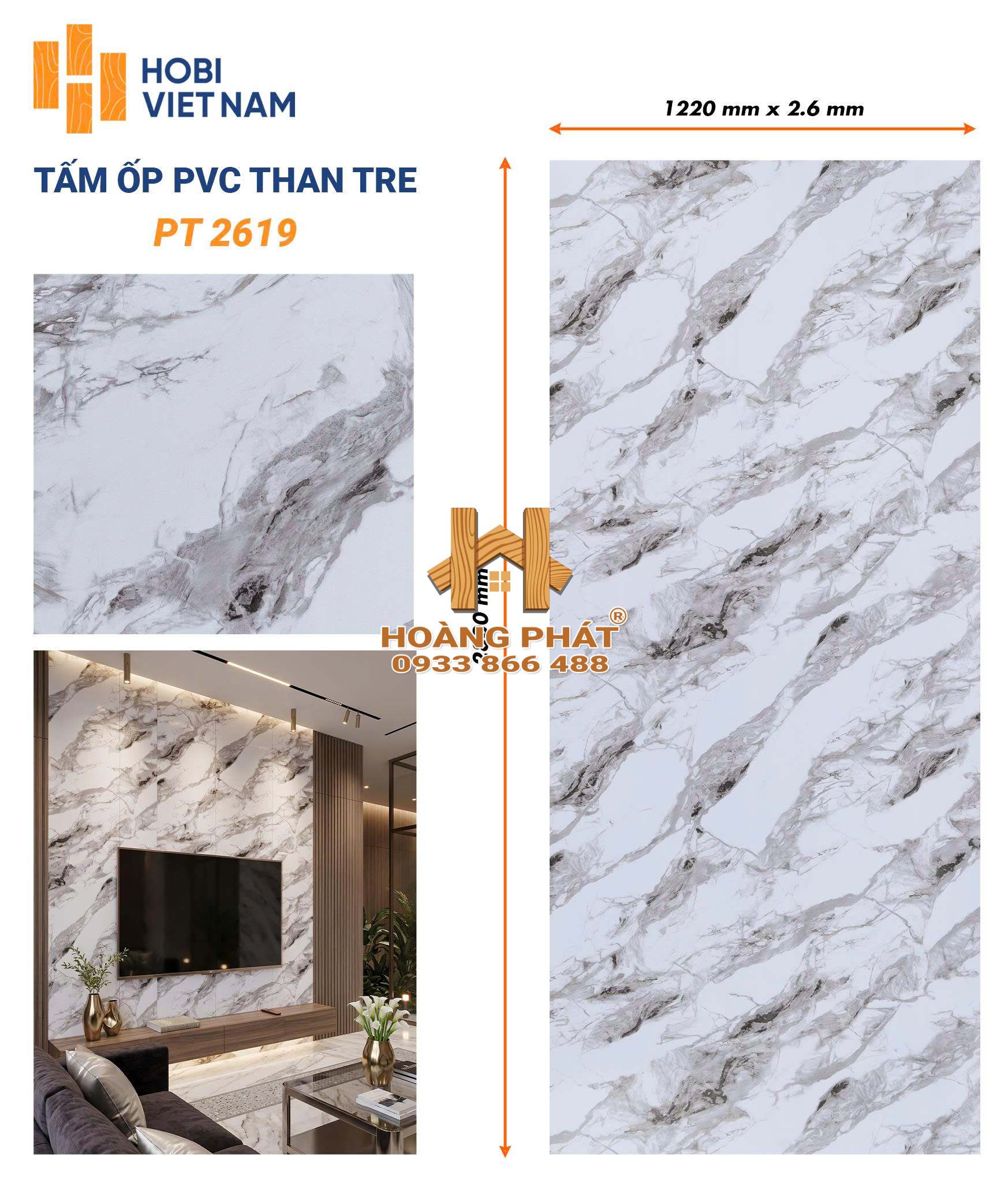 tam-op-than-tre-van-da-pt2619 Tấm Ốp Than Tre Cốt Nhựa PVC Dày 2.6mm PT2619