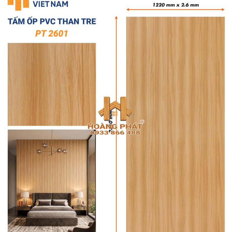 Tấm Ốp Than Tre Cốt Nhựa PVC Dày 2.6mm PT2601