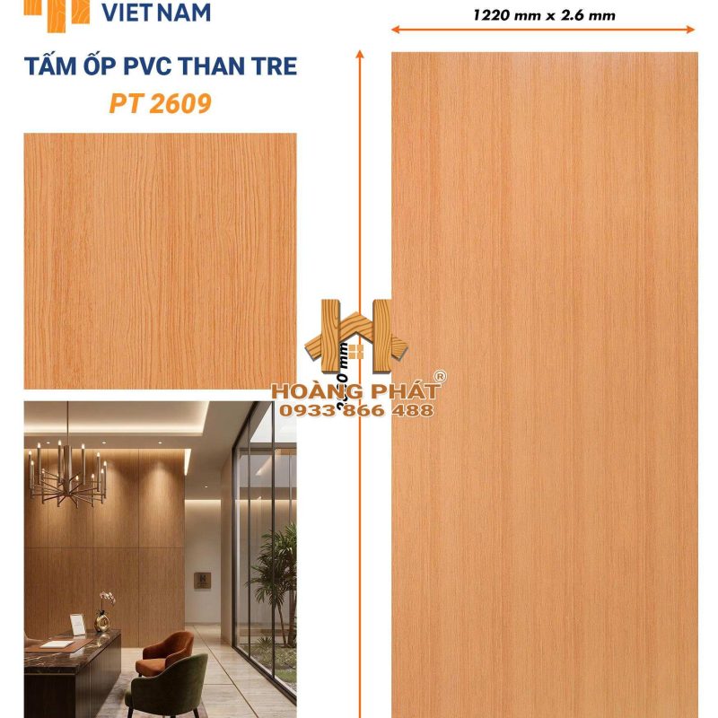 Tấm Ốp Than Tre Cốt Nhựa PVC Dày 2.6mm PT2609