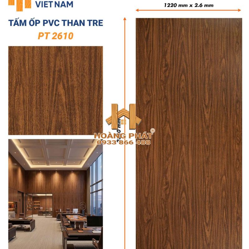 Tấm Ốp Than Tre Cốt Nhựa PVC Dày 2.6mm PT2610
