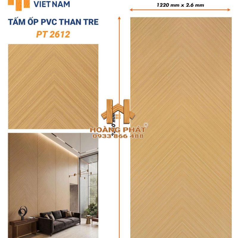 Tấm Ốp Than Tre Cốt Nhựa PVC Dày 2.6mm PT2612