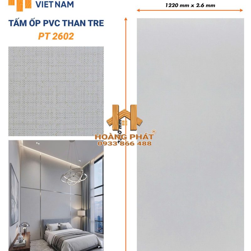 Tấm Ốp Than Tre Cốt Nhựa PVC Dày 2.6mm PT2602