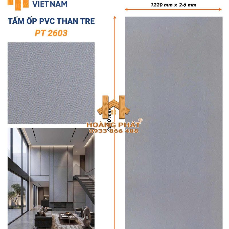 Tấm Ốp Than Tre Cốt Nhựa PVC Dày 2.6mm PT2603