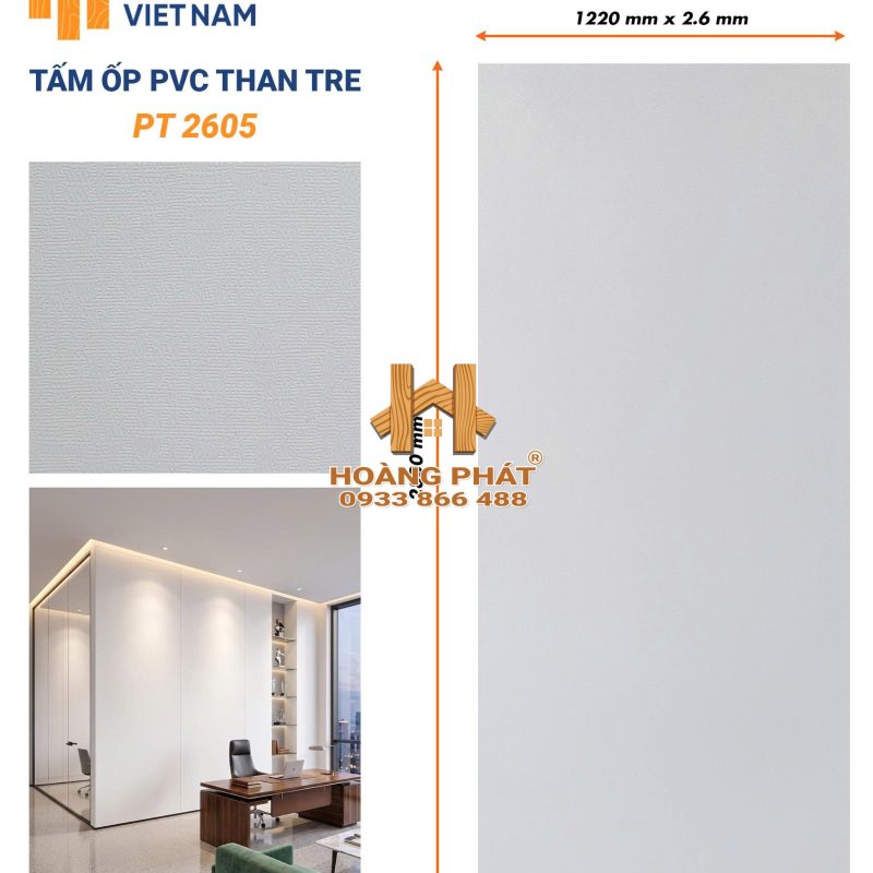 Tấm Ốp Than Tre Cốt Nhựa PVC Dày 2.6mm PT2605