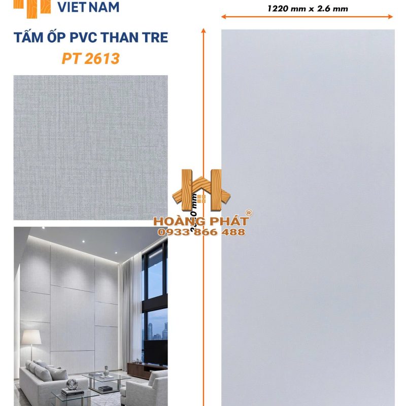 Tấm Ốp Than Tre Cốt Nhựa PVC Dày 2.6mm PT2613