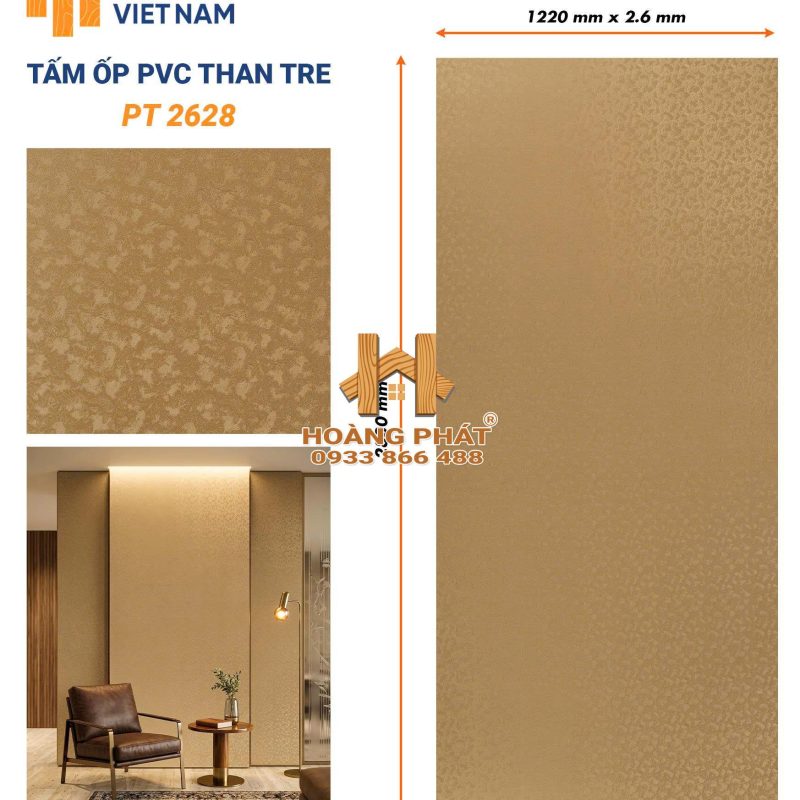 Tấm Ốp Than Tre Cốt Nhựa PVC Dày 2.6mm PT2628
