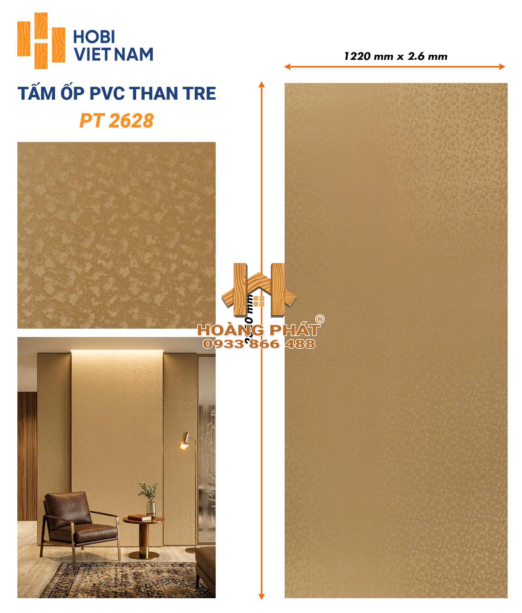 tam-op-than-tre-van-vai-pt2628 Tấm Ốp Than Tre Cốt Nhựa PVC Dày 2.6mm PT2628