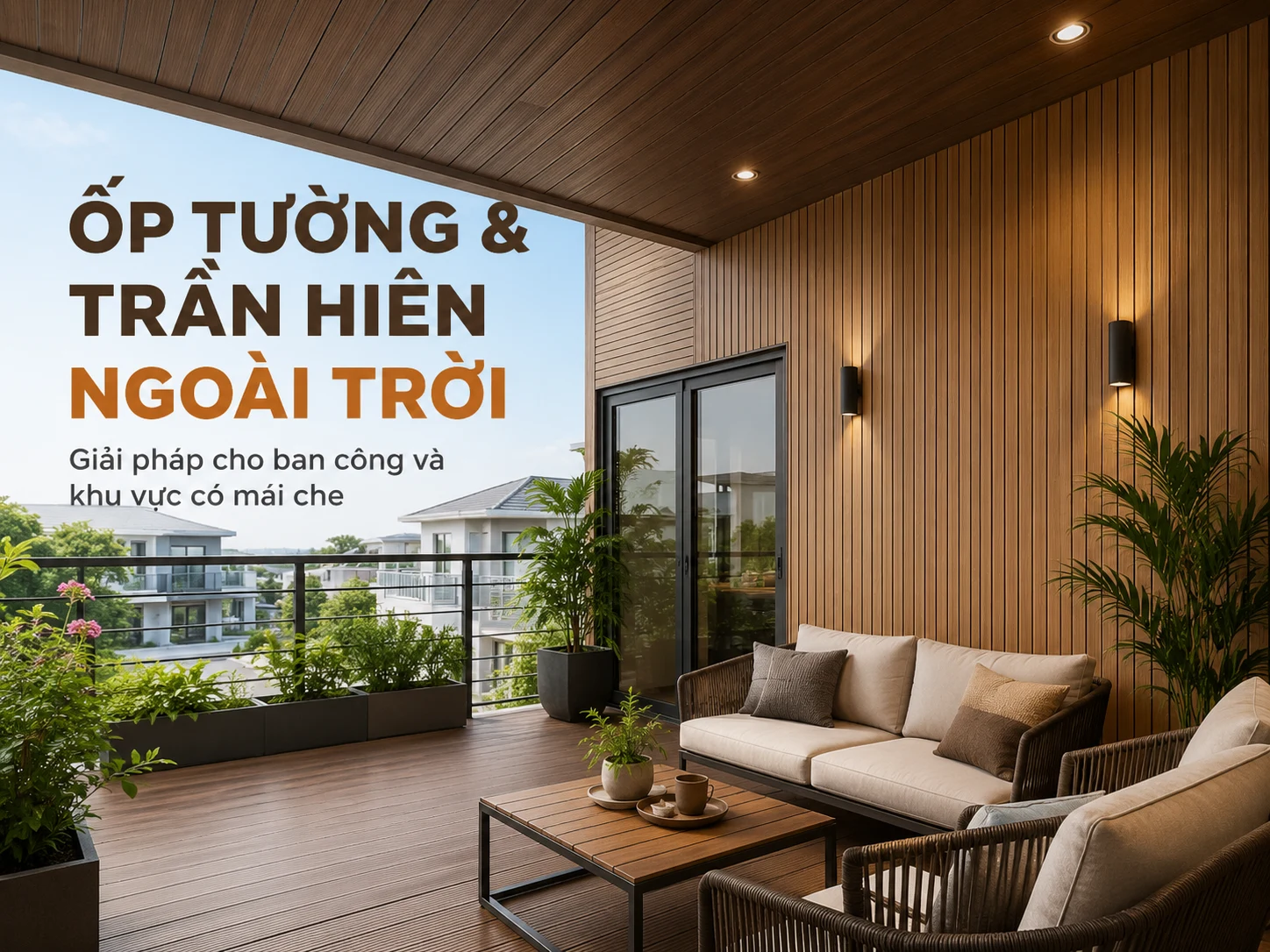 Ốp tường và ốp trần hiên trang trí ngoại thất