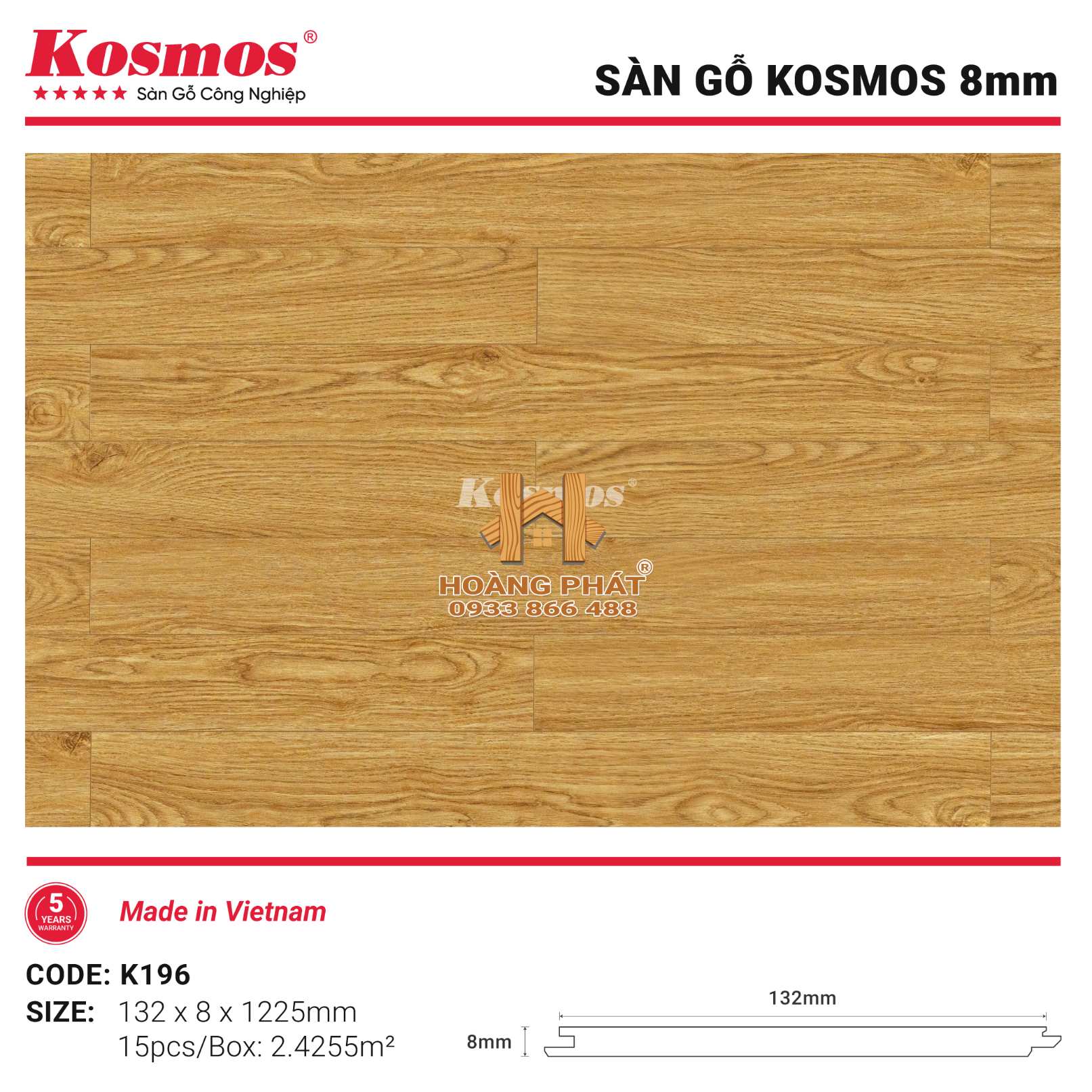 san-go-kosmos-k196 Sàn Gỗ Kosmos Bản Nhỏ K196