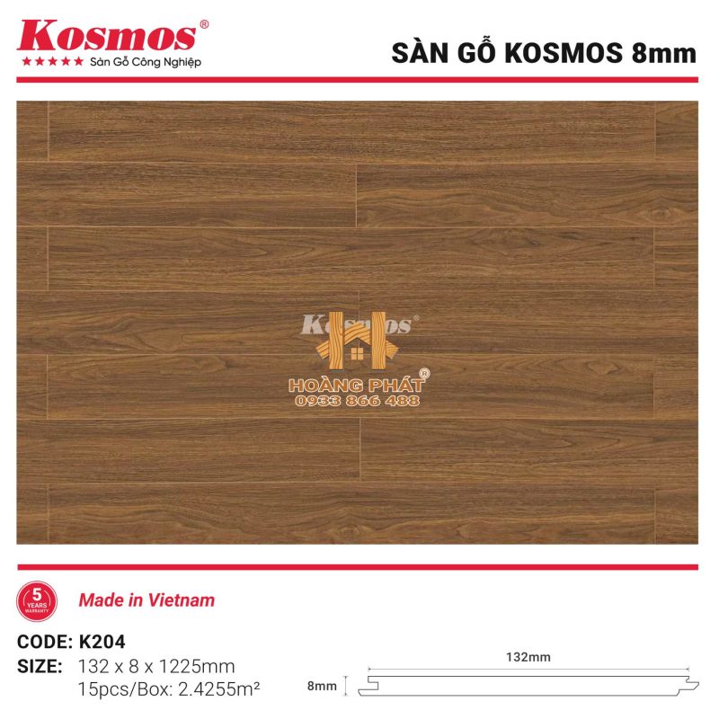 Sàn Gỗ Kosmos Bản Nhỏ K204