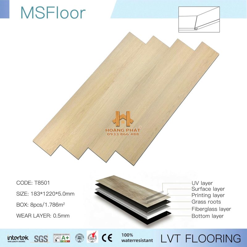 Sàn Nhựa Hèm Khóa Ms FLoorLVT 5mm T8501
