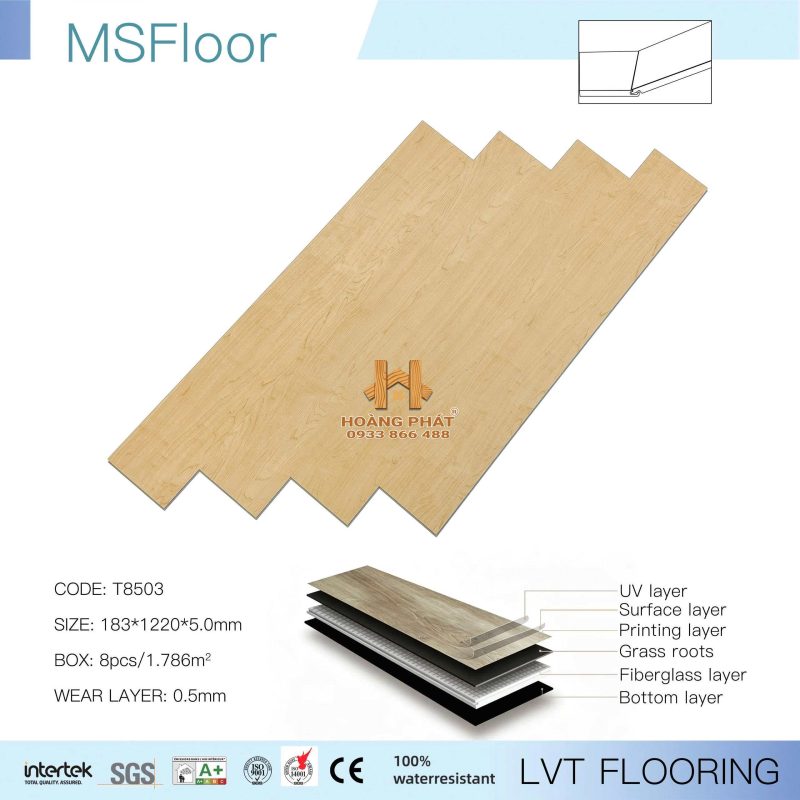 Sàn Nhựa Hèm Khóa Ms FLoorLVT 5mm T8503