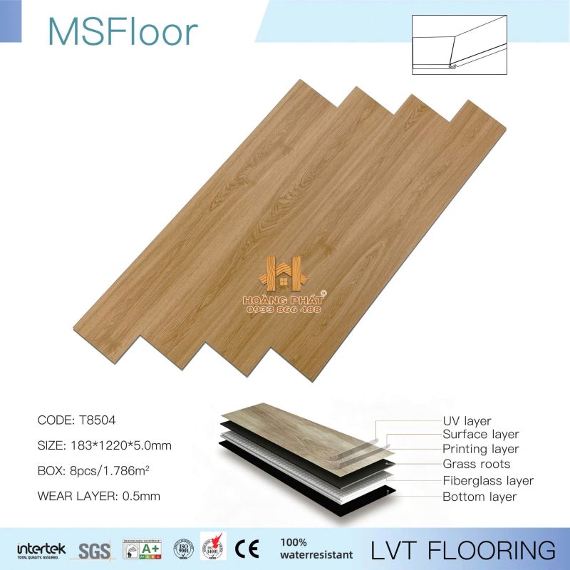 Sàn Nhựa Hèm Khóa Ms FLoorLVT 5mm T8504
