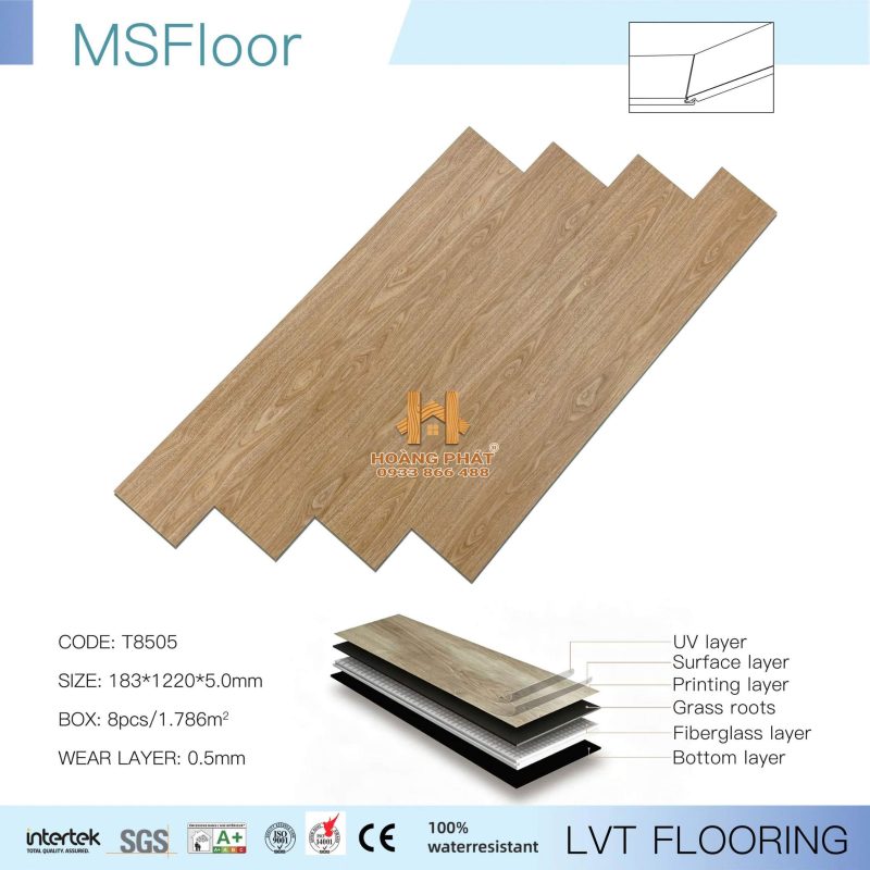 Sàn Nhựa Hèm Khóa Ms FLoorLVT 5mm T8505