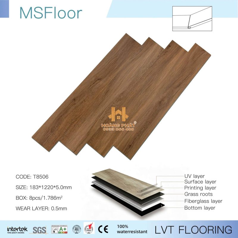 Sàn Nhựa Hèm Khóa Ms FLoorLVT 5mm T8506