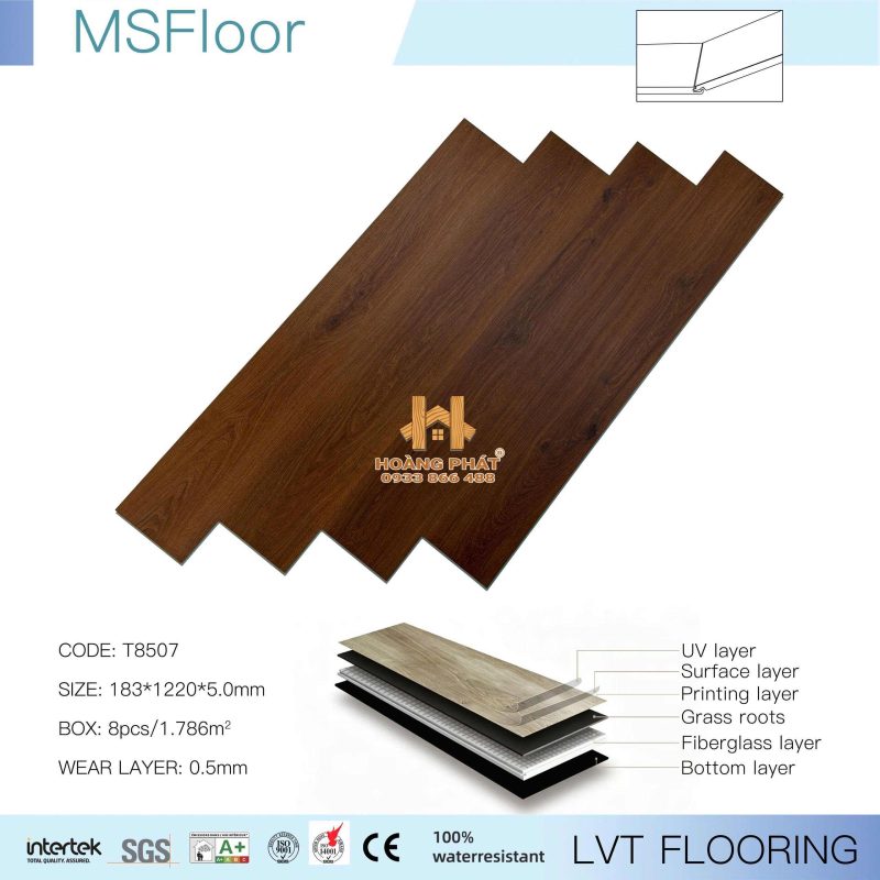 Sàn Nhựa Hèm Khóa Ms FLoorLVT 5mm T8507