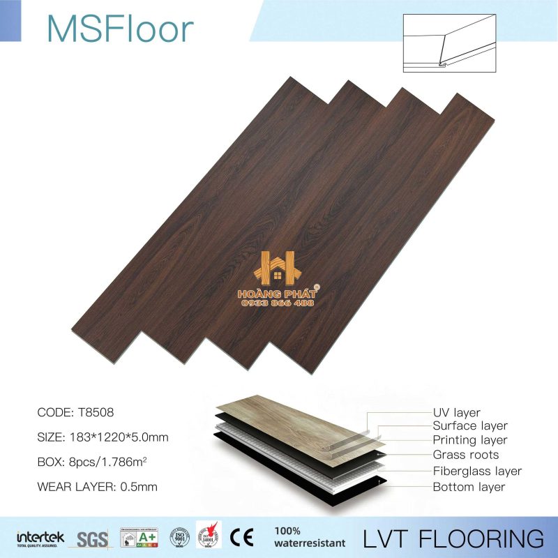 Sàn Nhựa Hèm Khóa Ms FLoorLVT 5mm T8508