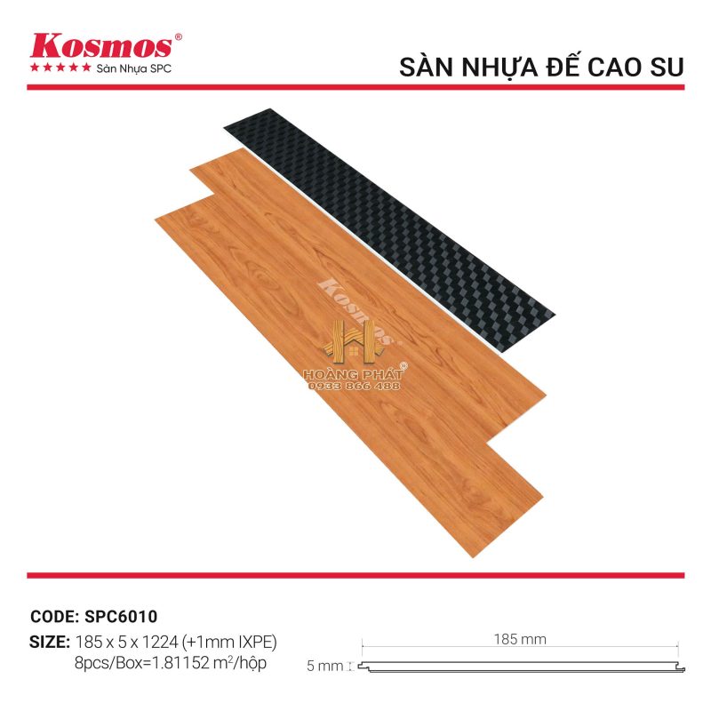 Sàn Nhựa Hèm Khóa Kosmos 5mm Đế Cao Su SPC6010