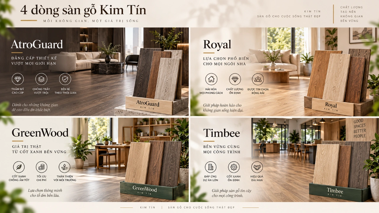 Giới thiệu về 4 dòng sàn gỗ Kim Tín