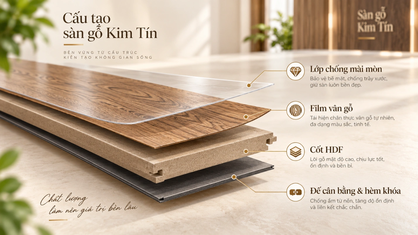 Cấu tạo sàn gỗ Kim Tín