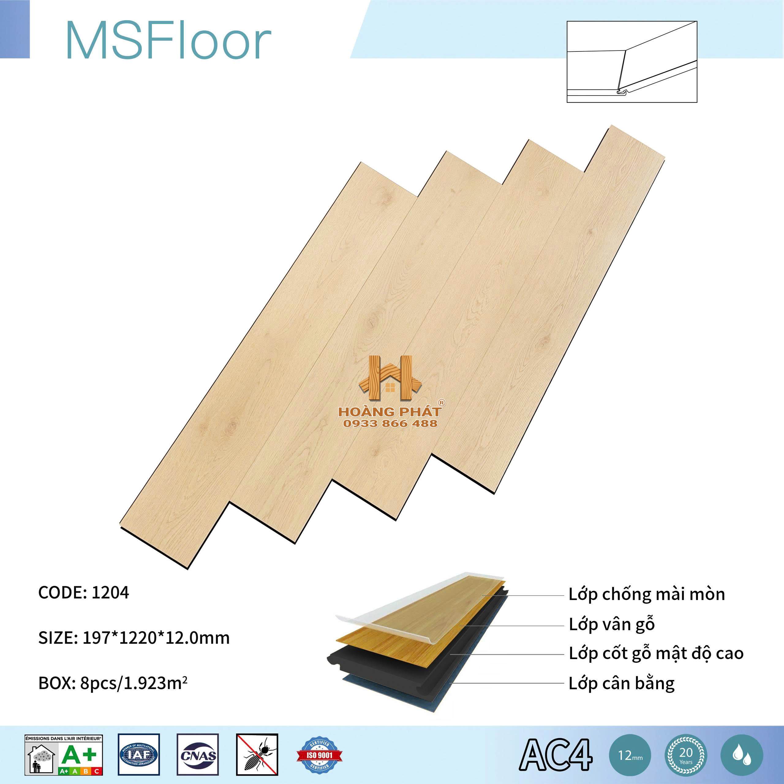 san-go-ms-floor-12mm-cot-den-1204 Sàn Gỗ MS Floor 12mm Cốt Đen 1204