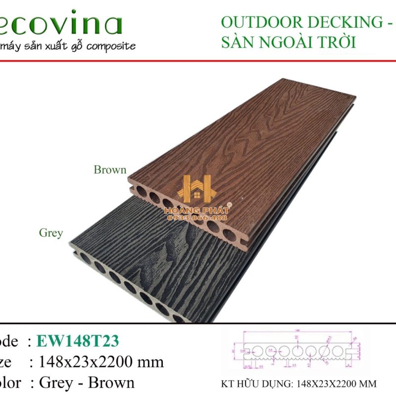 Sàn Gỗ Nhựa Ngoài Trời Ecovina Vân 3D