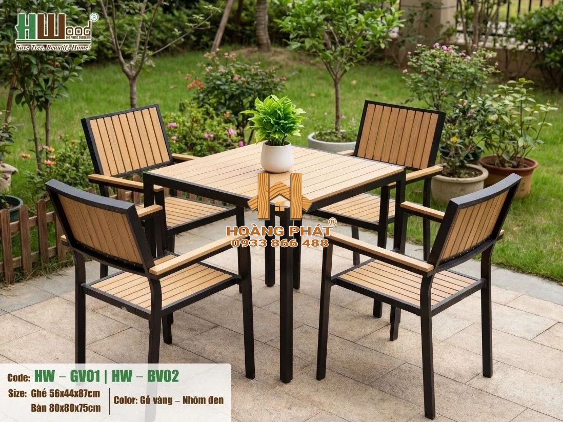 Bộ Bàn Vuông Và 4 Ghế Gỗ Nhựa Hwood HW-BV02 1 Bộ Bàn Vuông Và 4 Ghế Gỗ Nhựa Hwood HW-BV02 - ảnh minh họa từ Hwood