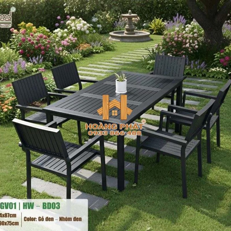 Bộ Bàn Ăn Và 6 Ghế Gỗ Nhựa Hwood HW-BD03 - ảnh minh họa từ Hwood