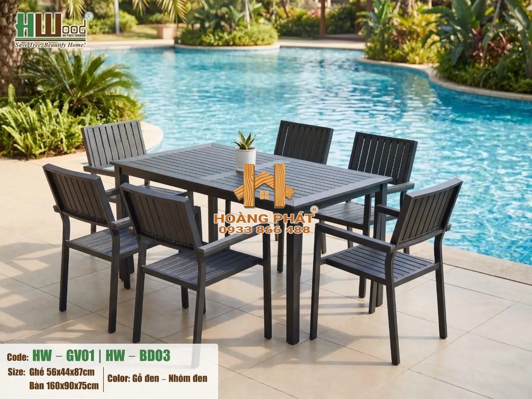 Bộ Bàn Ăn Và 6 Ghế Gỗ Nhựa Hwood HW-BD03 1 Bộ Bàn Ăn Và 6 Ghế Gỗ Nhựa Hwood HW-BD03 - ảnh minh họa từ Hwood