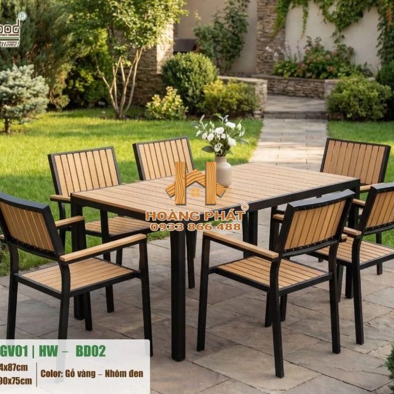 Bộ Bàn 160cm Và 6 Ghế Gỗ Nhựa Hwood HW-BD02 - ảnh minh họa từ Hwood