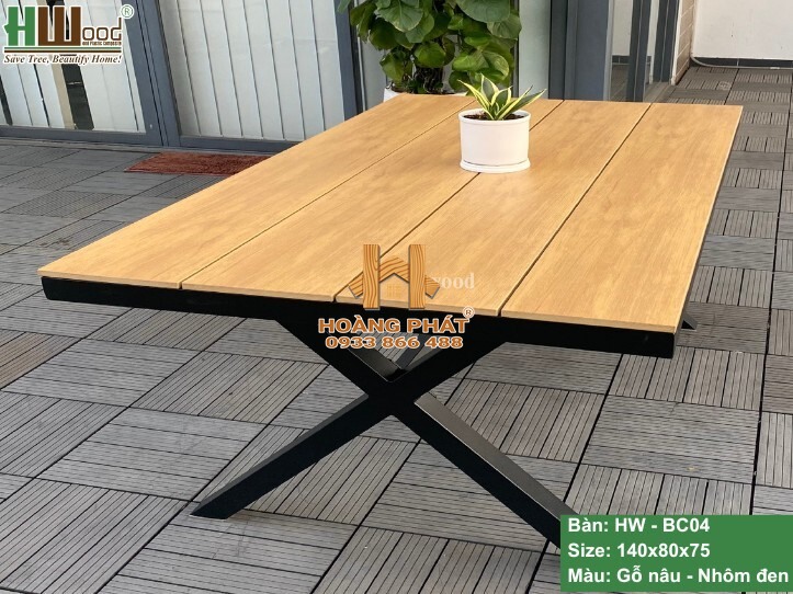 Bàn Chân Chéo Gỗ Nhựa Ngoài Trời Hwood HW-BC04 - mẫu màu 1