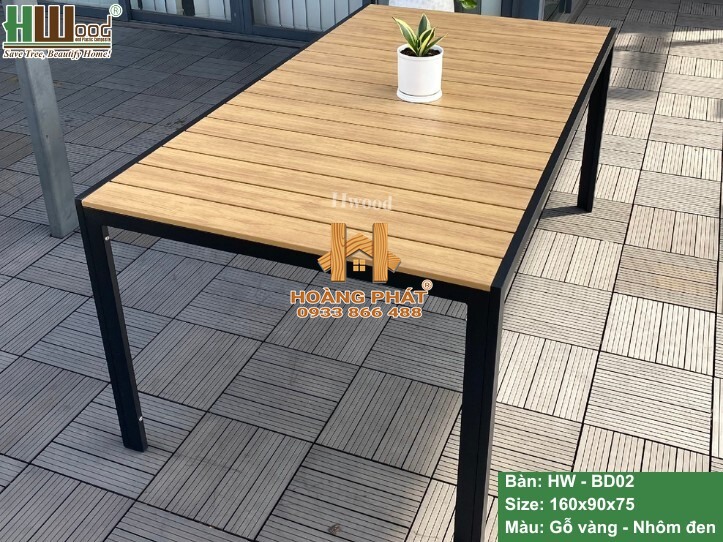 Bàn Chữ Nhật Gỗ Nhựa Ngoài Trời Hwood HW-BD02 - mẫu màu 1
