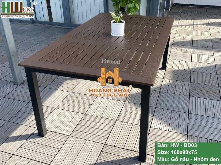 Bàn Chữ Nhật Gỗ Nhựa Ngoài Trời Hwood HW-BD03 - mẫu màu 1