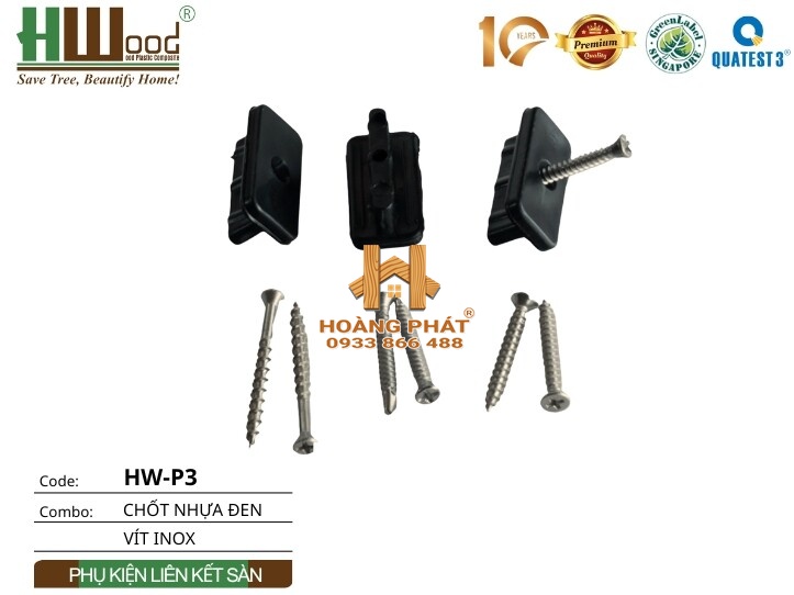 Bộ Chốt Vít Liên Kết Sàn Gỗ Nhựa Hwood HW-P3 – tổng hợp mẫu