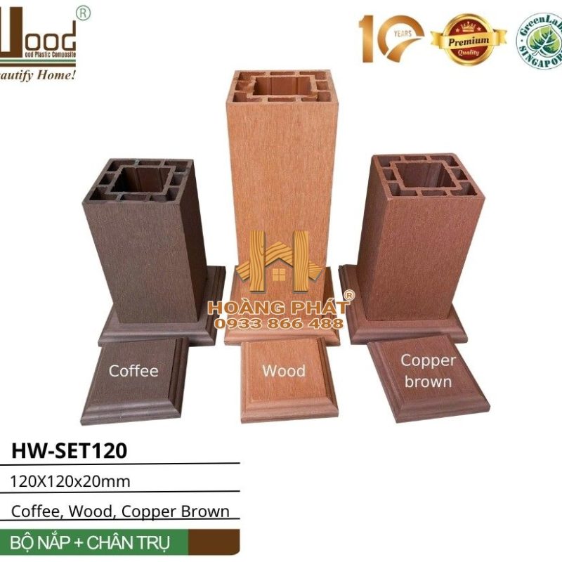 Bộ Nắp Và Chân Trụ Gỗ Nhựa Hwood HW-SET120 – tổng hợp mẫu
