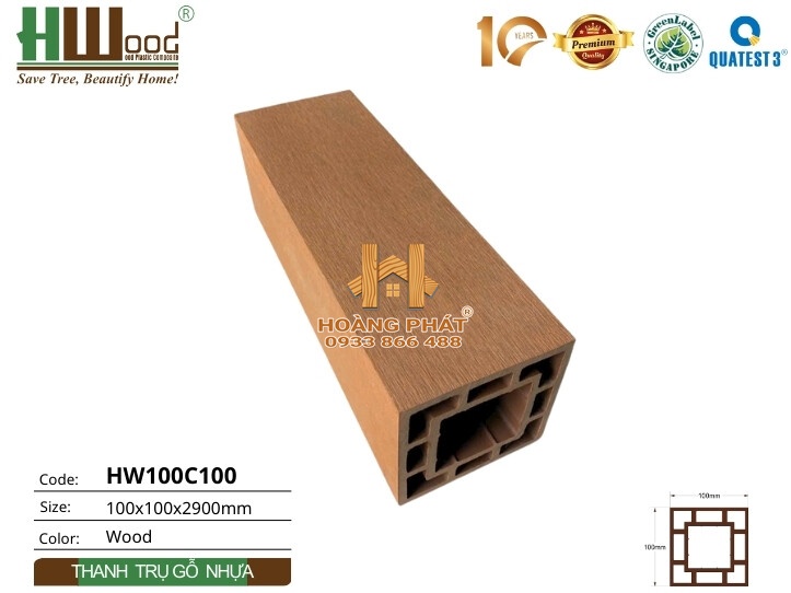 hp-hwood-hw100c100-mau-02-wm Thanh Trụ Gỗ Nhựa Ngoài Trời Hwood HW100C100 – ảnh mẫu 1