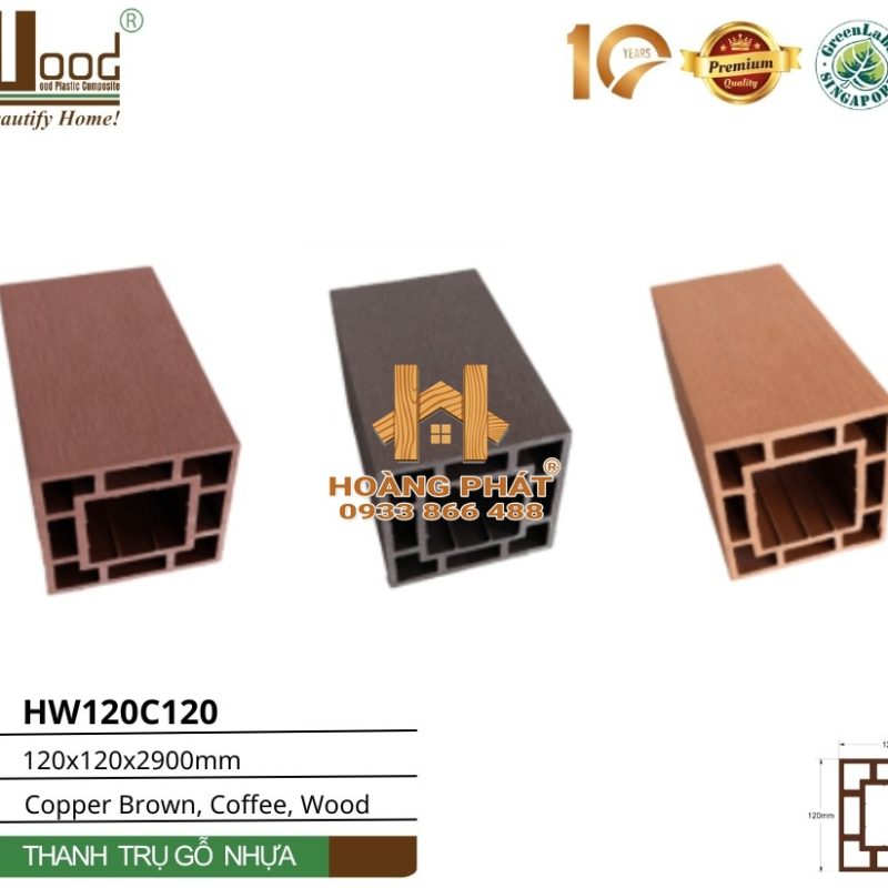 Thanh Trụ Gỗ Nhựa Ngoài Trời Hwood HW120C120 – tổng hợp mẫu