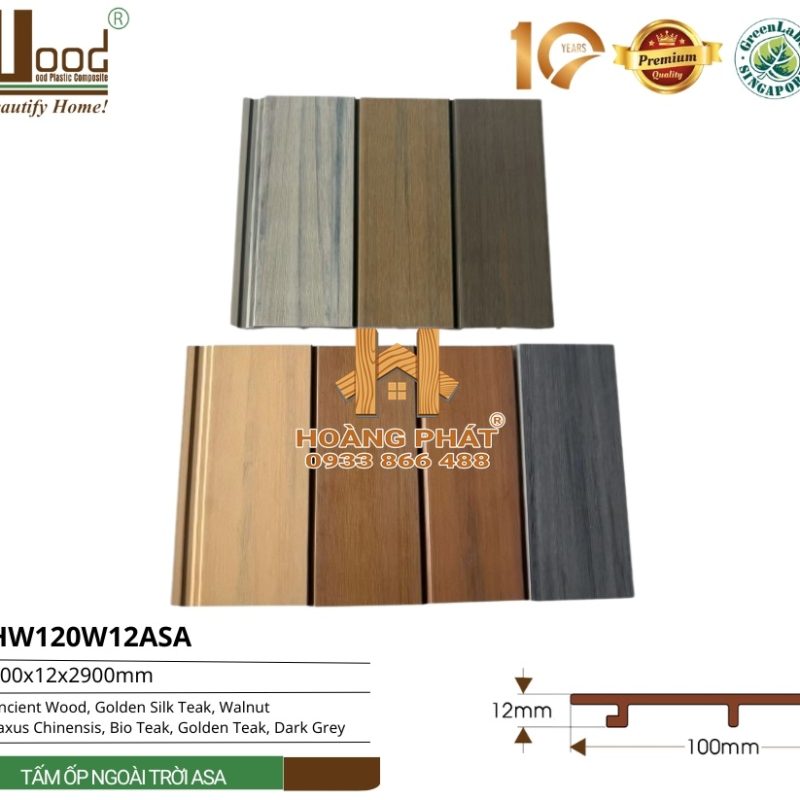 Tấm Ốp Tường Ngoài Trời ASA Hwood HW120W12ASA – tổng hợp mẫu
