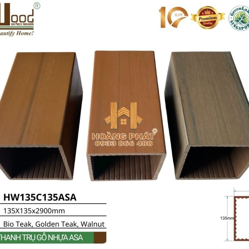 Thanh Trụ Gỗ Nhựa Ngoài Trời Hwood HW135C135ASA – tổng hợp mẫu