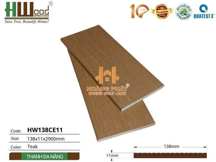 Thanh Đa Năng Gỗ Nhựa Ngoài Trời Hwood HW138CE11 – tổng hợp mẫu