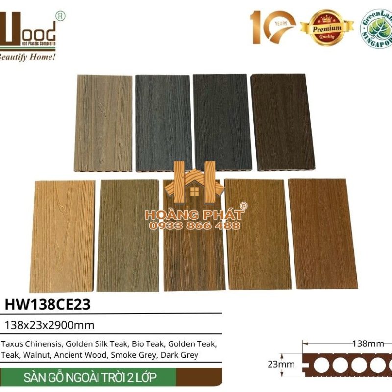Sàn Gỗ Nhựa Ngoài Trời Hwood HW138CE23 – tổng hợp mẫu