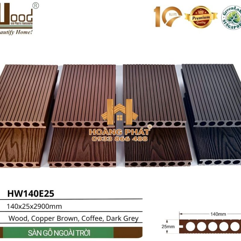 Sàn Gỗ Nhựa Ngoài Trời Hwood HW140E25 – tổng hợp mẫu
