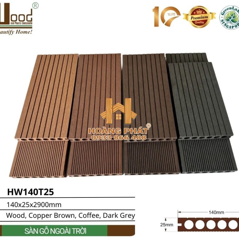Sàn Gỗ Nhựa Ngoài Trời Hwood HW140T25 – tổng hợp mẫu