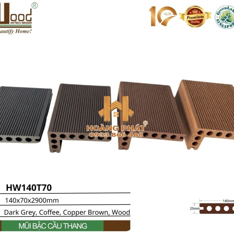 Mũi Bậc Cầu Thang Gỗ Nhựa Hwood HW140T70 – tổng hợp mẫu