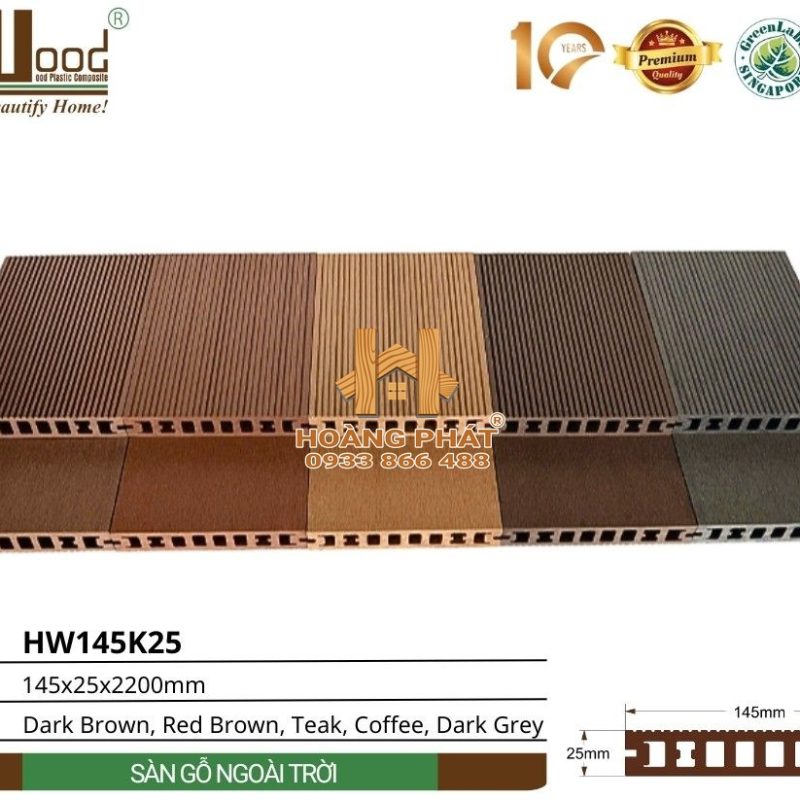Sàn Gỗ Nhựa Ngoài Trời Hwood HW145K25 – tổng hợp mẫu